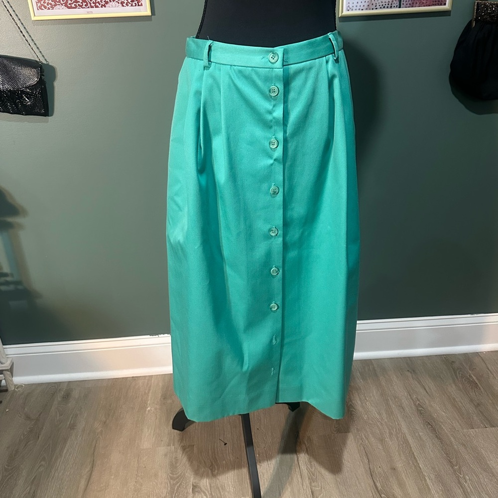 SOLD Weathervane Green Vintage Midi A-line Skirt for Casual Wear - Picture 1 of 7